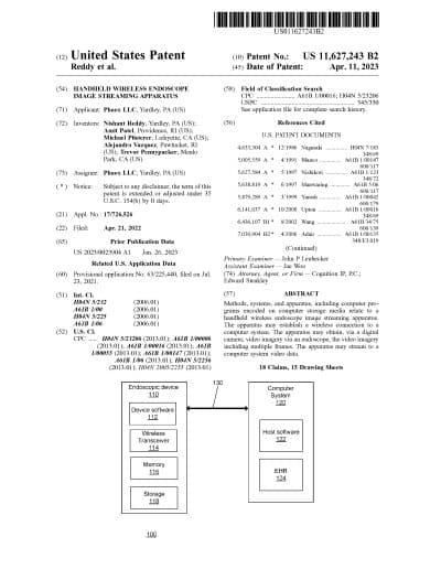 Patent for Wireless Endoscope Imaging Device